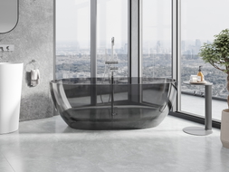 Mexen Pure freestanding transparent bathtub 170 x 80 cm, smoke, chrome plug - 58071708019