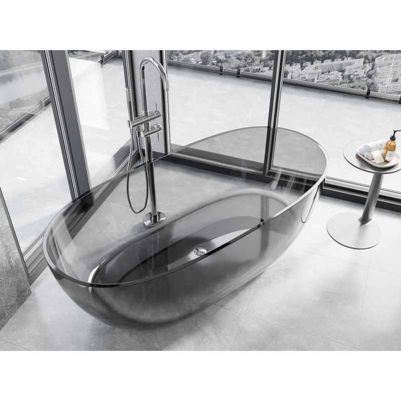 Mexen Pure smoke free-standing transparent bathtub 170 x 80 cm, chrome plug - 58071708019