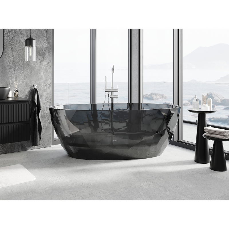 Mexen Orax black freestanding transparent bathtub 170 x 80 cm, chrome plug - 58081708013
