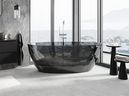 Mexen Orax freestanding transparent bathtub 170 x 80 cm, black, chrome plug - 58081708013