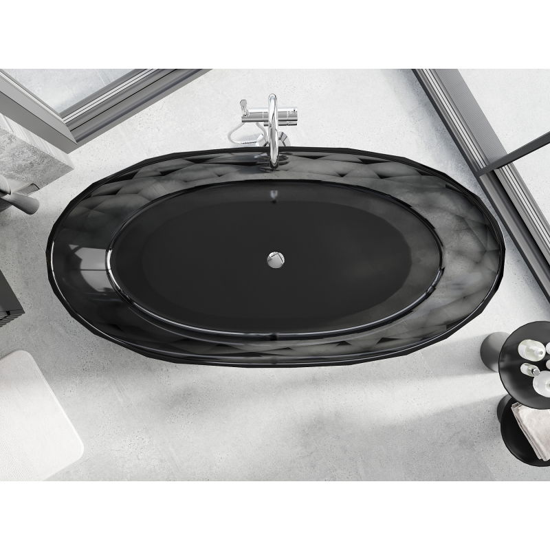 Mexen Orax black freestanding transparent bathtub 170 x 80 cm, chrome plug - 58081708013