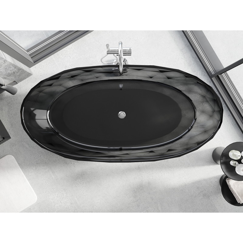 Mexen Orax freestanding transparent bathtub 170 x 80 cm, black, chrome plug - 58081708013