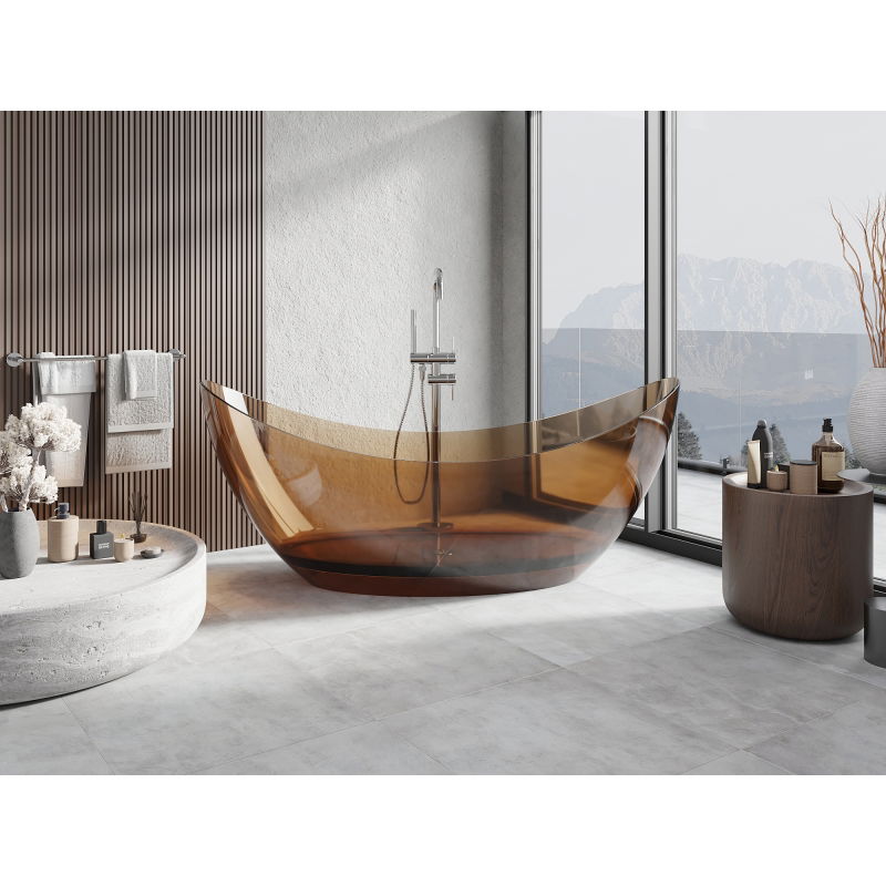Mexen Vea Earth Freestanding Transparent Bathtub 180 x 80 cm, Chrome Plug - 58091808005