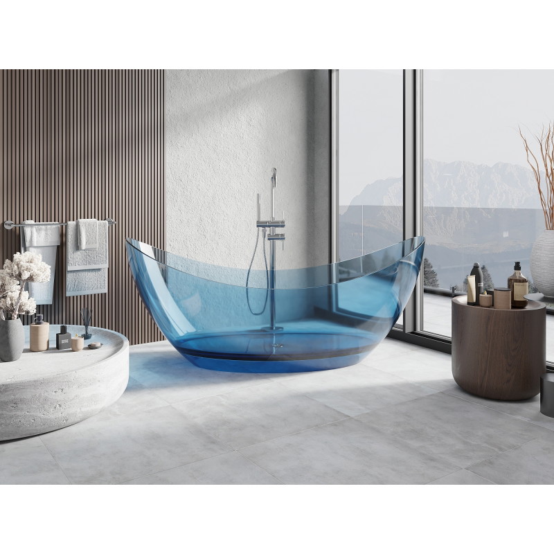 Mexen Vea freestanding transparent bathtub 180 x 80 cm, denim, chrome plug - 58091808007