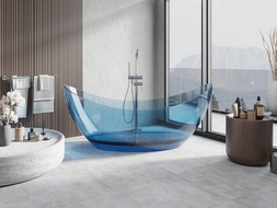 Mexen Vea denim free-standing transparent bathtub 180 x 80 cm, chrome plug - 58091808007
