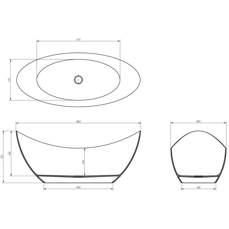 Mexen Vea forest freestanding transparent bathtub 180 x 80 cm, chrome plug - 58091808002