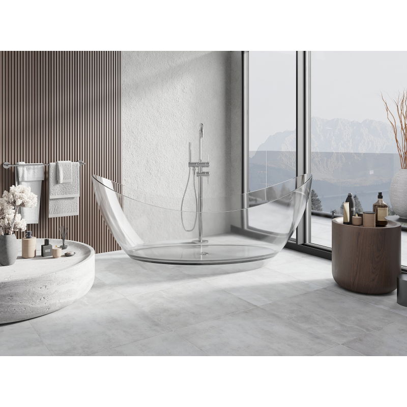 Mexen Vea clear freestanding transparent bathtub 180 x 80 cm, chrome plug - 58091808008