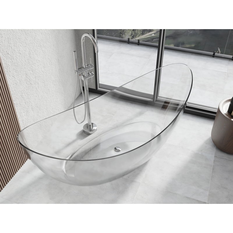 Mexen Vea clear freestanding transparent bathtub 180 x 80 cm, chrome plug - 58091808008