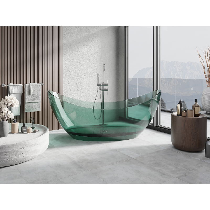 Mexen Vea teal free-standing transparent bathtub 180 x 80 cm, chrome plug - 58091808011