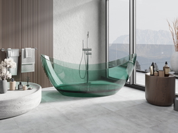 Mexen Vea teal free-standing transparent bathtub 180 x 80 cm, chrome plug - 58091808011