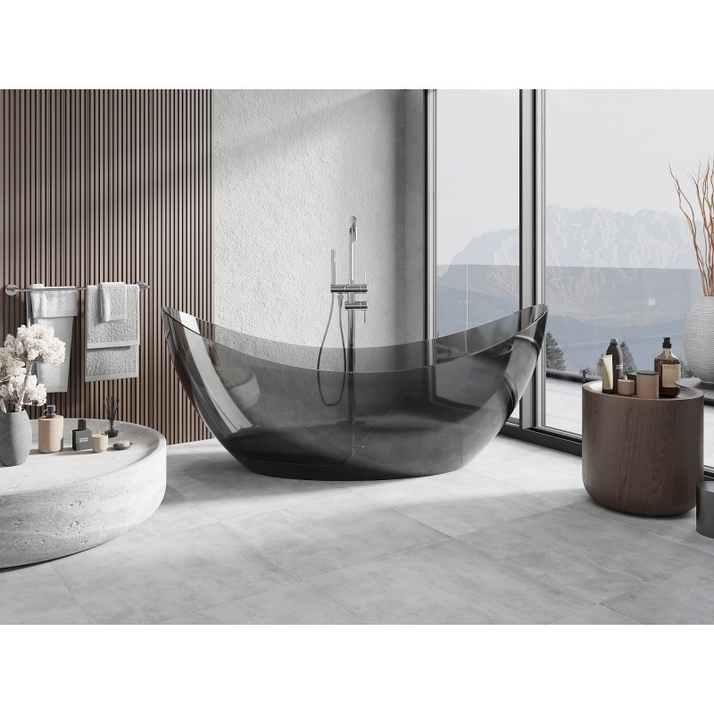 Mexen Vea freestanding transparent bathtub 180 x 80 cm, black, chrome drain - 58091808013
