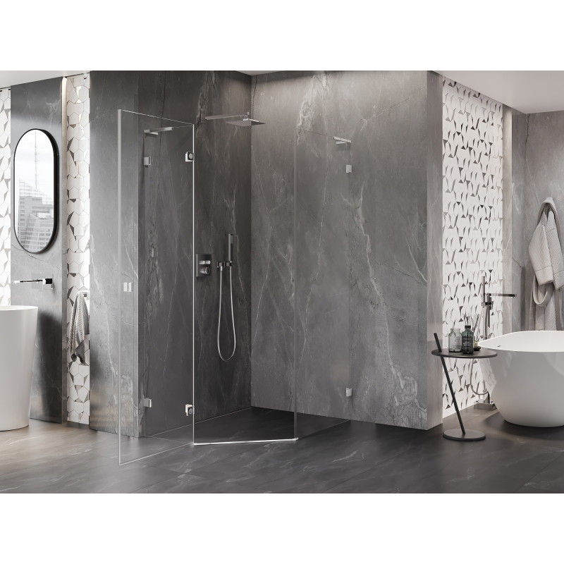 Mexen Lunar L pentagonal hinged left shower cabin 80 x 100 cm, transparent, chrome - 831L-080L-100P-01-00-L