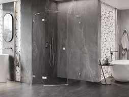Mexen Lunar L pentagonal hinged left shower cabin 80 x 100 cm, transparent, chrome - 831L-080L-100P-01-00-L