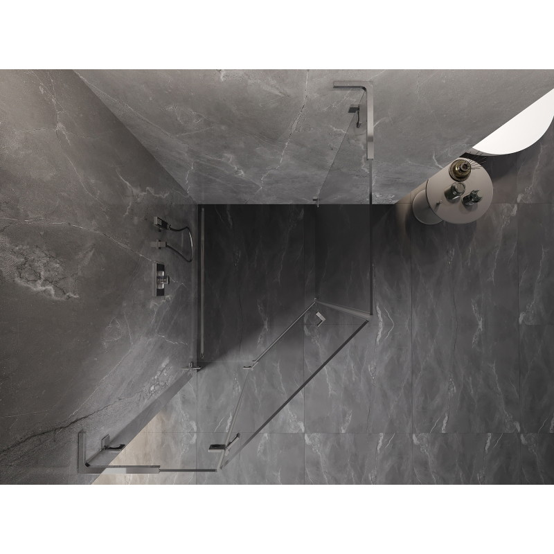 Mexen Lunar L pentagonal hinged left shower cabin 80 x 100 cm, transparent, chrome - 831L-080L-100P-01-00-L