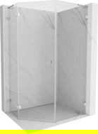 Mexen Lunar L pentagonal shower enclosure hinged left 90 x 100 cm, transparent, chrome - 831L-090L-100P-01-00-L