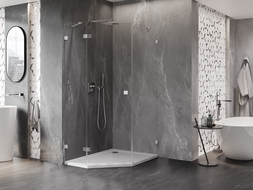 Mexen Lunar Pentagonal Left Hinged Shower Cabin 80 x 90 cm, Transparent, Chrome - 831-080L-090P-01-00-L