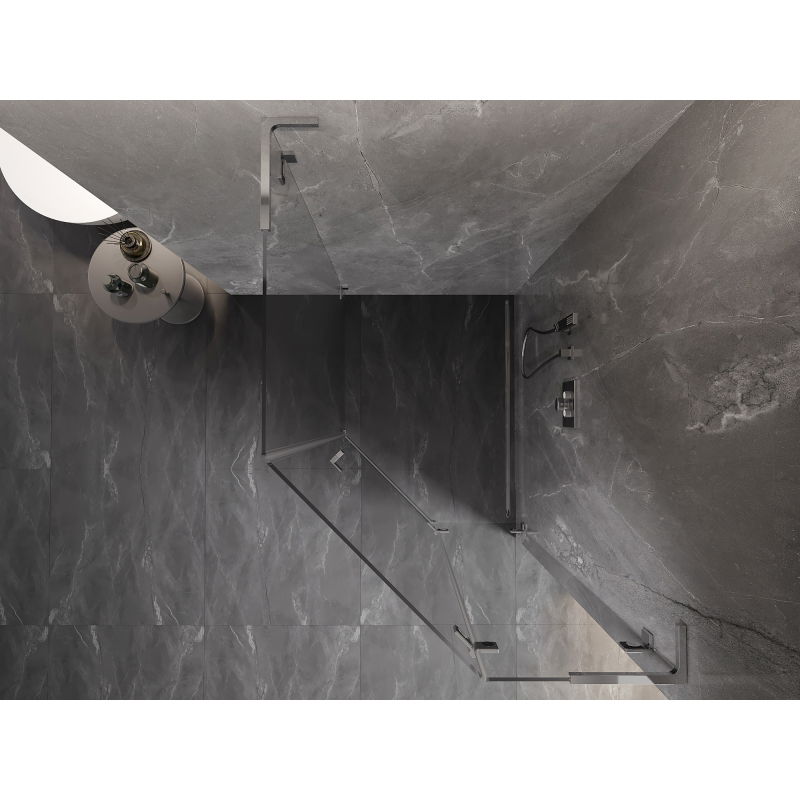 Mexen Lunar L pentagonal right pivot shower enclosure 80 x 90 cm, transparent, chrome - 831L-080P-090L-01-00-P