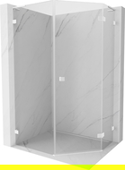 Mexen Lunar L pentagonal right-hinged shower enclosure 80 x 100 cm, transparent, white - 831L-080P-100L-20-00-P
