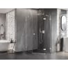 Mexen Lunar pentagonal right-hinged shower cabin 80 x 90 cm, transparent, white - 831-080P-090L-20-00-P
