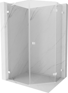 Mexen Lunar Pentagonal Right-Swing Shower Enclosure 80 x 100 cm, Transparent, White - 831-080P-100L-20-00-P
