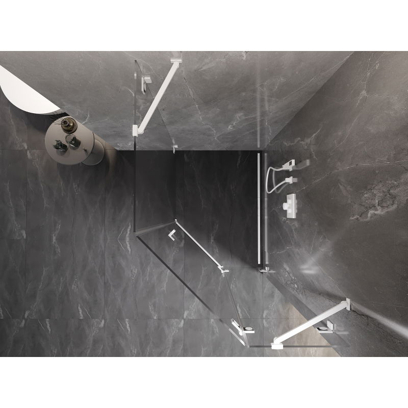 Mexen Lunar pentagonal shower enclosure, right hinged 90 x 100 cm, transparent, white - 831-090P-100L-20-00-P