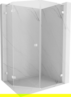 Mexen Lunar L pentagonal hinged shower cabin left 80 x 100 cm, transparent, white - 831L-080L-100P-20-00-L
