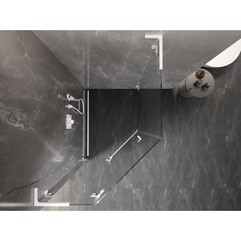 Mexen Lunar L pentagonal shower enclosure swing left 90 x 100 cm, transparent, white - 831L-090L-100P-20-00-L