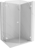 Mexen Lunar Pentagonal Shower Enclosure Swing Left 80 x 90 cm, Transparent, White - 831-080L-090P-20-00-L