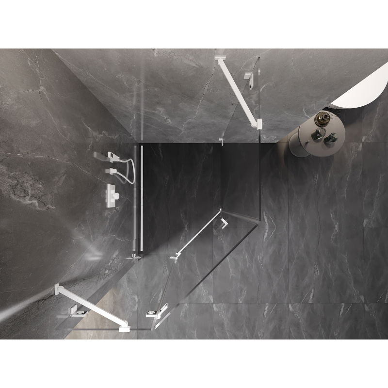 Mexen Lunar pentagonal shower cabin, left hinged 80 x 100 cm, transparent, white - 831-080L-100P-20-00-L