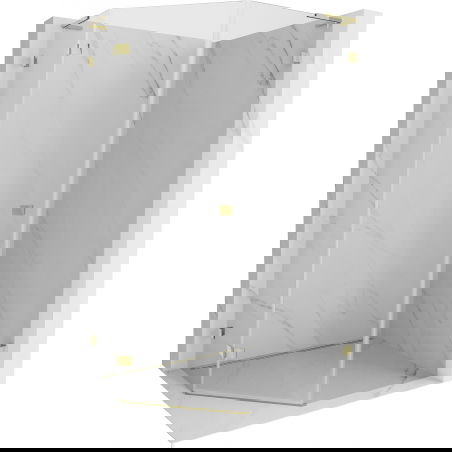 Mexen Lunar L pentagonal shower enclosure left hinged 80 x 100 cm, transparent, gold - 831L-080L-100P-50-00-L