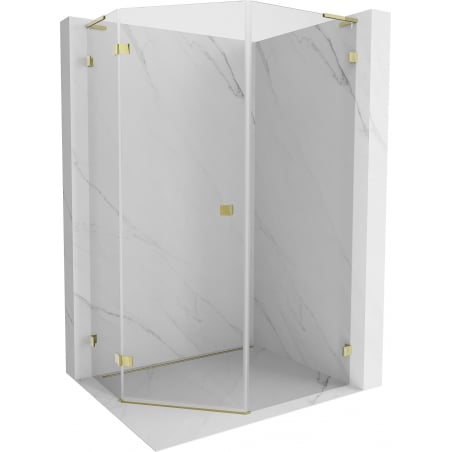Mexen Lunar L pentagonal left-hand hinged shower enclosure 90 x 100 cm, transparent, gold - 831L-090L-100P-50-00-L