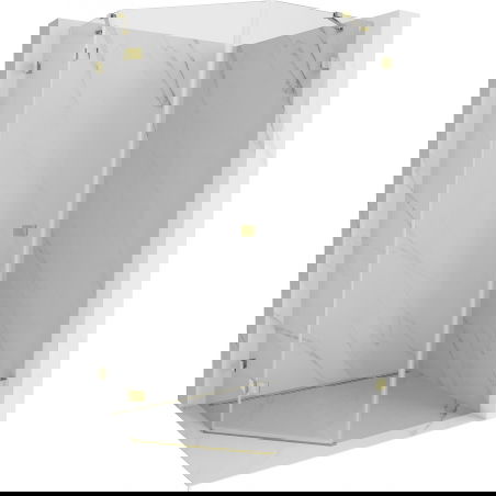 Mexen Lunar pentagonal left-hinged shower cabin 80 x 90 cm, transparent, gold - 831-080L-090P-50-00-L