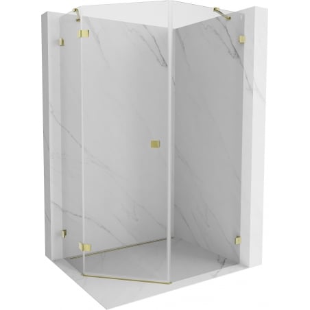 Mexen Lunar Pentagonal Shower Enclosure Left Swing 80 x 100 cm, Transparent, Gold - 831-080L-100P-50-00-L