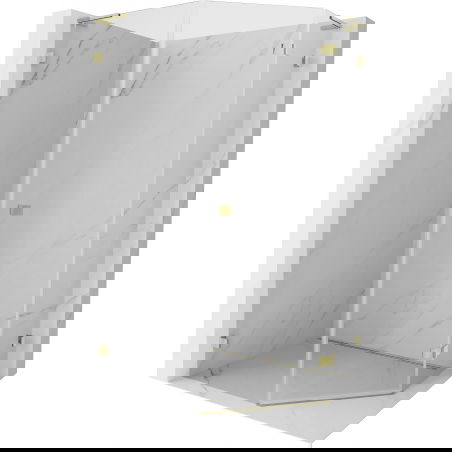 Mexen Lunar L pentagonal right-hinged shower cabin 80 x 100 cm, transparent, gold - 831L-080P-100L-50-00-P