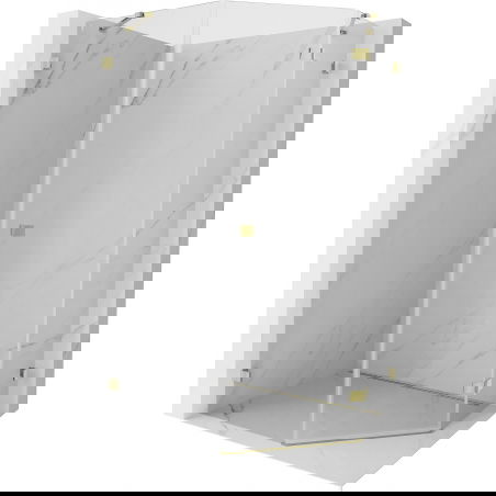 Mexen Lunar pentagonal right-hinged shower enclosure 80 x 90 cm, transparent, gold - 831-080P-090L-50-00-P