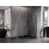 Mexen Lunar pentagonal right hinged shower enclosure 80 x 100 cm, transparent, gold - 831-080P-100L-50-00-P
