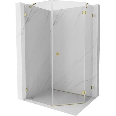 Mexen Lunar pentagonal shower enclosure right hinge 90 x 100 cm, clear, gold - 831-090P-100L-50-00-P
