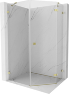 Mexen Lunar Pentagonal Right-Swing Shower Enclosure 90 x 100 cm, Transparent, Gold - 831-090P-100L-50-00-P