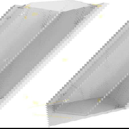 Mexen Lunar L pentagonal left pivot shower cabin 80 x 100 cm, transparent, brushed gold - 831L-080L-100P-55-00-L