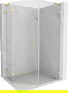 Mexen Lunar L pentagonal left pivot shower cabin 80 x 100 cm, transparent, brushed gold - 831L-080L-100P-55-00-L