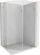 Mexen Lunar L pentagonal shower enclosure hinged left 80 x 100 cm, transparent, brushed gold - 831L-080L-100P-55-00-L