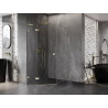 Mexen Lunar L pentagonal shower enclosure hinged left 80 x 100 cm, transparent, brushed gold - 831L-080L-100P-55-00-L