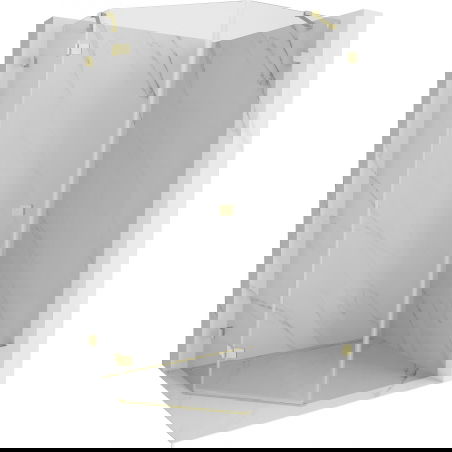 Mexen Lunar pentagonal shower enclosure swing left 80 x 90 cm, transparent, brushed gold - 831-080L-090P-55-00-L