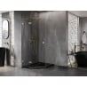 Mexen Lunar Pentagonal Shower Enclosure Left Hinged 80 x 100 cm, Transparent, Brushed Gold - 831-080L-100P-55-00-L