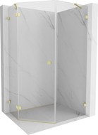 Mexen Lunar pentagonal left-hinged shower enclosure 90 x 100 cm, transparent, brushed gold - 831-090L-100P-55-00-L
