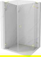 Mexen Lunar L pentagonal shower cabin, right-hinged 80 x 100 cm, transparent, brushed gold - 831L-080P-100L-55-00-P