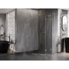 Mexen Lunar L pentagonal right-hinged shower enclosure 80 x 100 cm, transparent, brushed gold - 831L-080P-100L-55-00-P