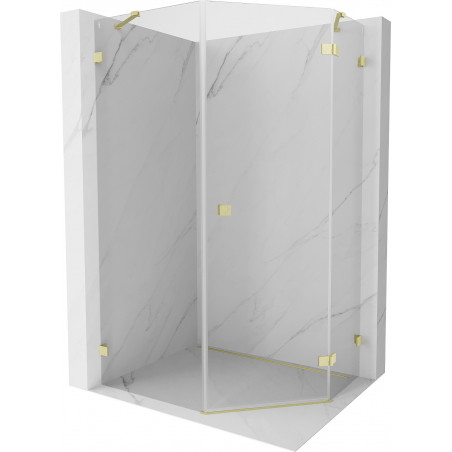Mexen Lunar Pentagonal Hinged Right Shower Cabin 80 x 90 cm, Transparent, Gold Brushed - 831-080P-090L-55-00-P