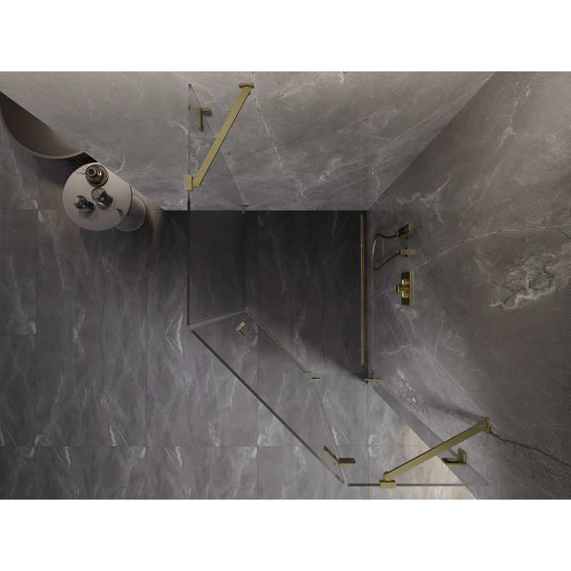 Mexen Lunar Pentagonal Hinged Right Shower Cabin 80 x 90 cm, Transparent, Gold Brushed - 831-080P-090L-55-00-P