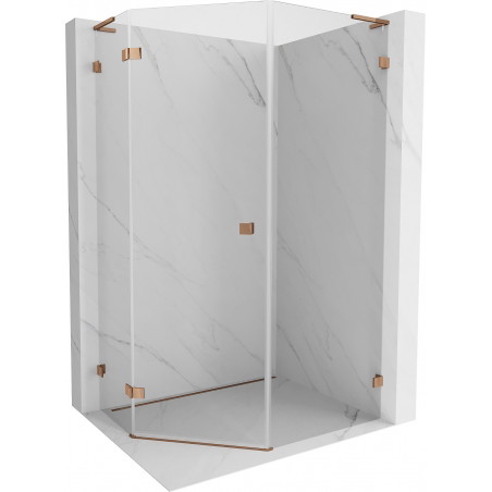Mexen Lunar L pentagonal shower cabin hinged left 80 x 100 cm, transparent, pink gold - 831L-080L-100P-60-00-L
